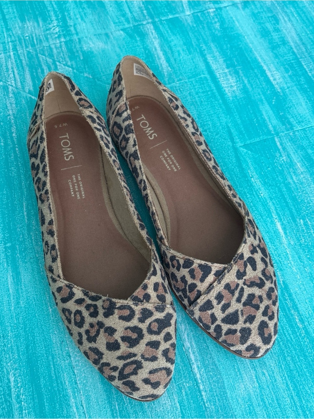TOMS Leopard Print Flats in Brown and Black